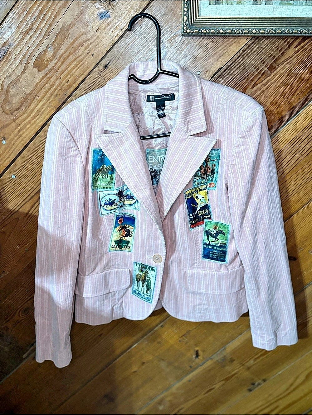 Entropy Fashion Pink Striped Graphic Blazer Like New